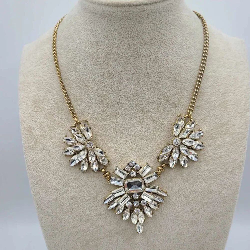 J Crew Clear Crystal Elegant Statement Necklace